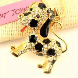 Betsey Johnson Puppy Rhinestone Crystal Necklace